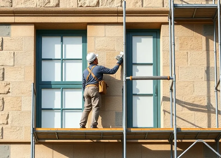 Ravalement de façade en pierre, nettoyage et application d'enduit