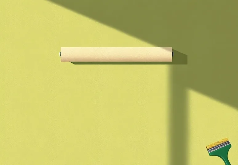 Pose de papier peint, rouleau et brosse à maroufler